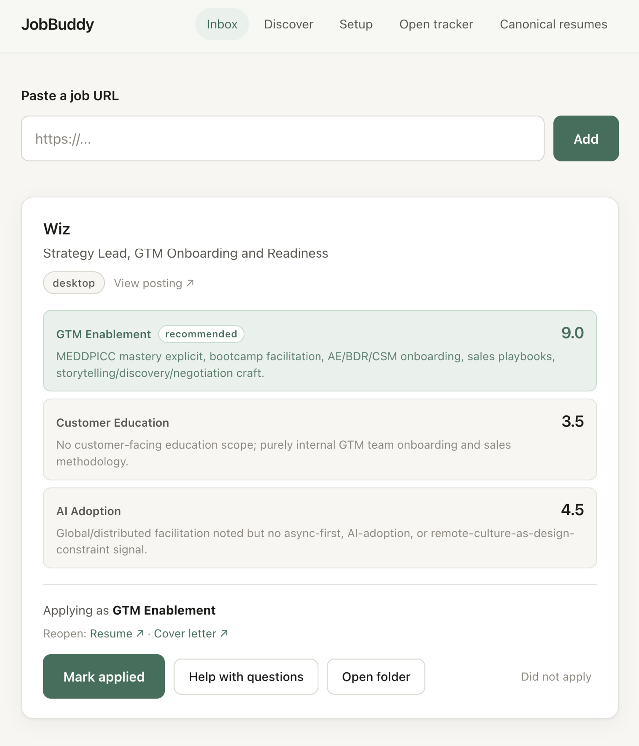 JobBuddy screenshot