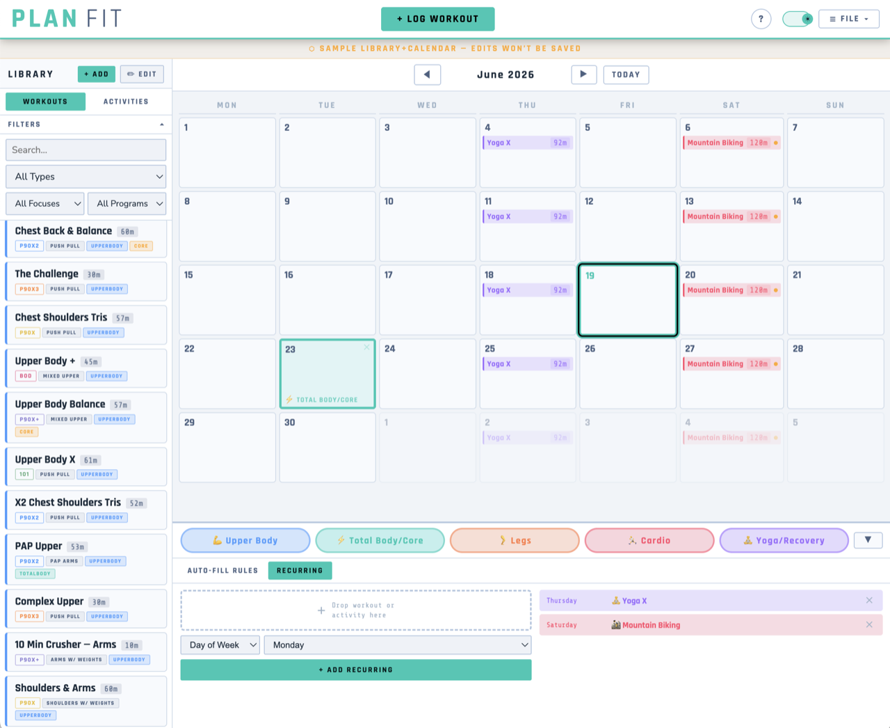 PlanFit screenshot