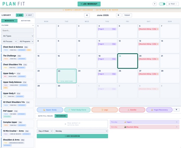 PlanFit screenshot